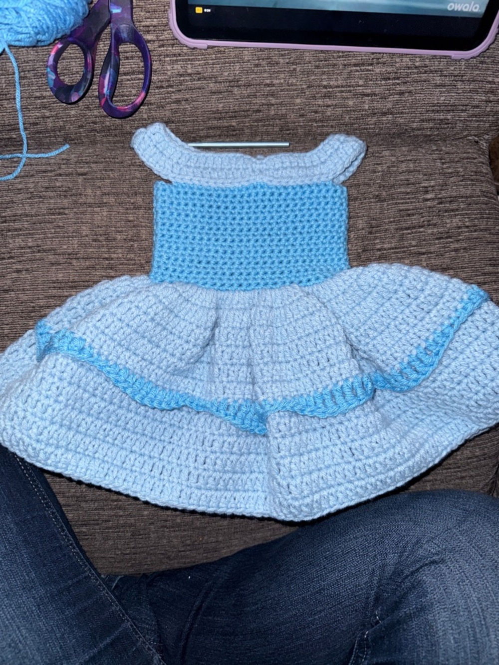 Crochet Baby Girls Light Blue Crochet Formal Dress